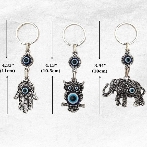 Erbulus Blue Evil Eye Keychain - Hamsa, Owl, Elephant in a Box - Image 2