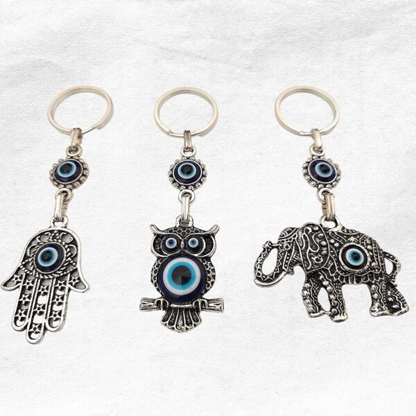 Erbulus Blue Evil Eye Keychain - Hamsa, Owl, Elephant in a Box - Image 3