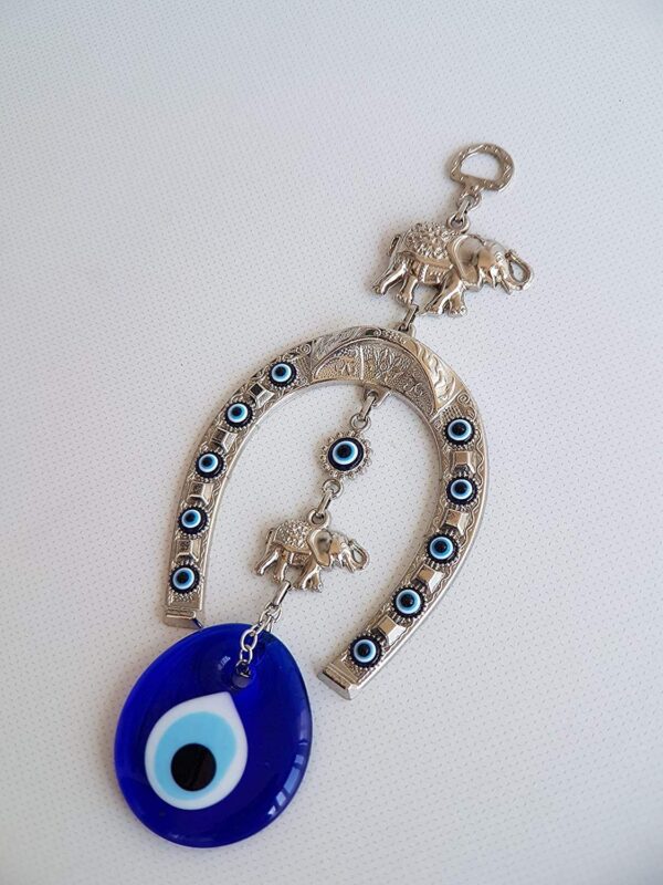 Erbulus Blue Evil Eye with Horse Shoe Ornament in a Box - Image 3