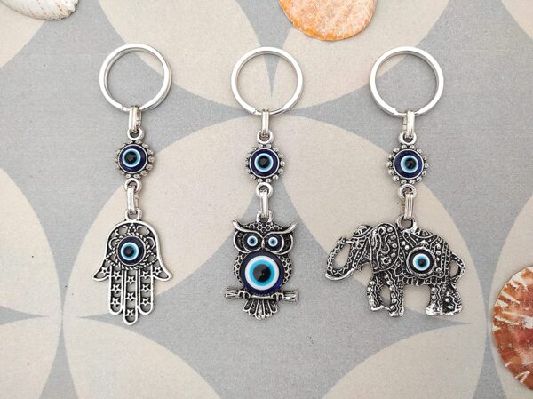 Erbulus Blue Evil Eye Keychain - Hamsa, Owl, Elephant in a Box - Image 4