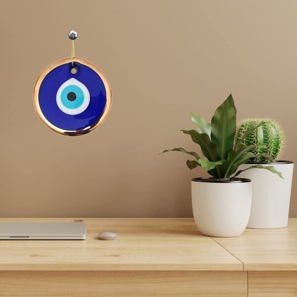 Erbulus Glass Blue Evil Eye Wall Hanging Gold - Image 5