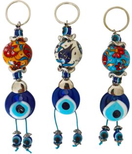 Erbulus Blue Evil Eye Keychain with Ceramic Ball in a Box