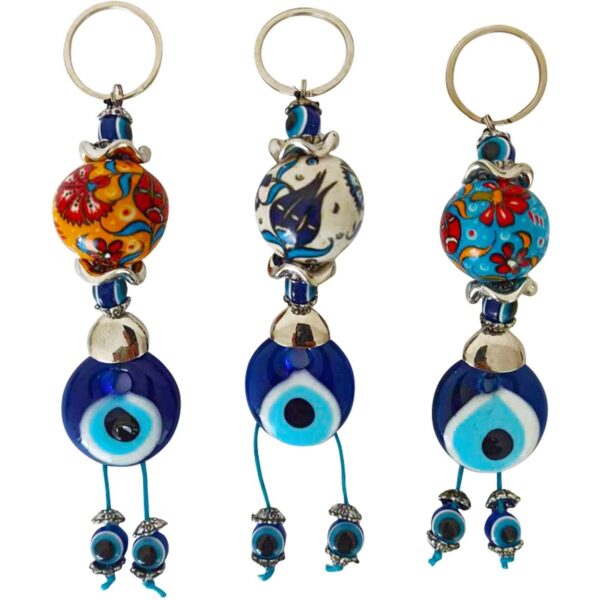 Erbulus Blue Evil Eye Keychain with Ceramic Ball in a Box