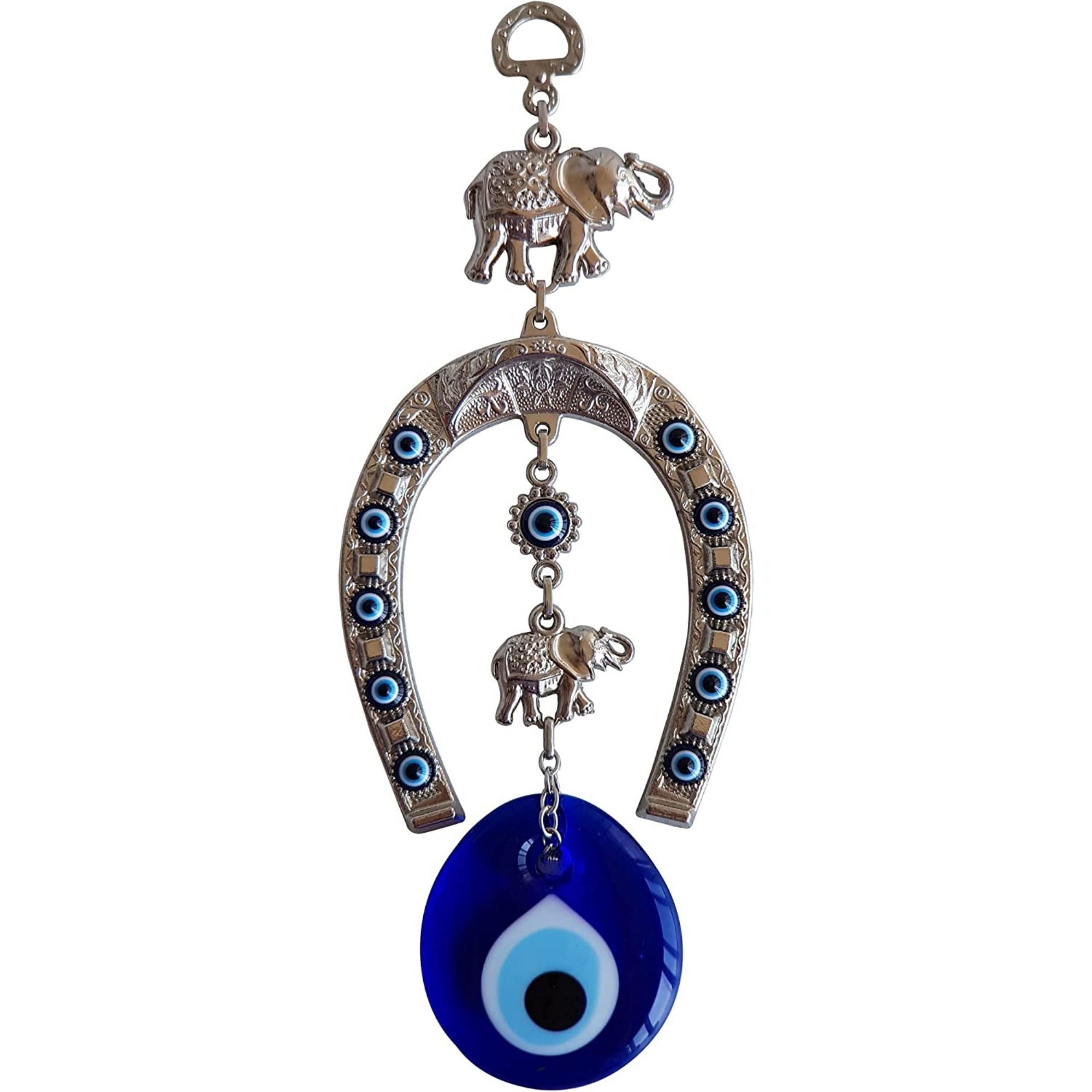 Erbulus Blue Evil Eye with Horse Shoe Ornament in a Box