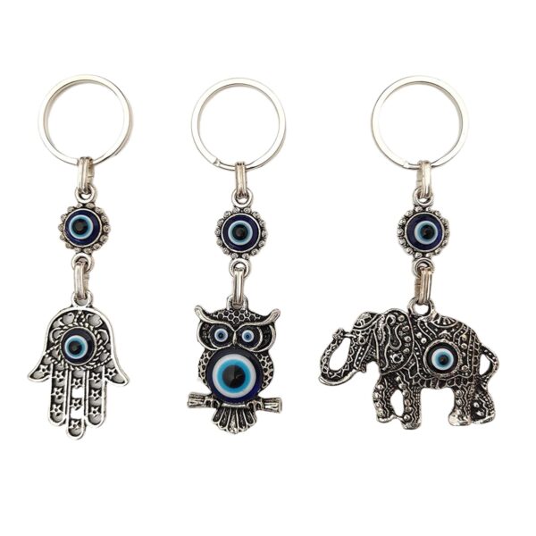 Erbulus Blue Evil Eye Keychain - Hamsa, Owl, Elephant in a Box
