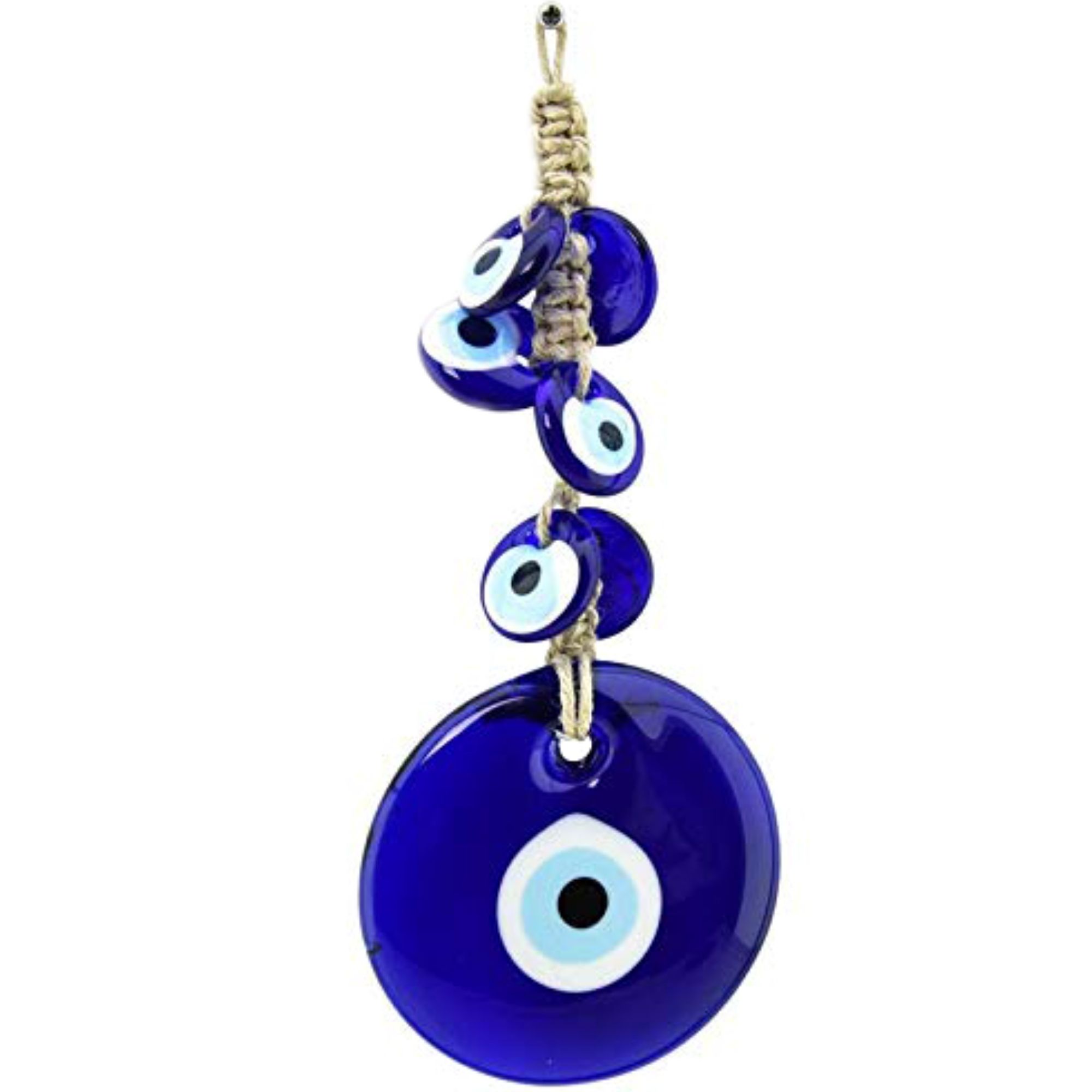 Turkish Nazar Bead Amulet Protection and Good Luck Charm Gift Silver Metal Home Decor Erbulus Seven Elephants Glass Turkish Blue Evil Eye Wall Hanging Ornament