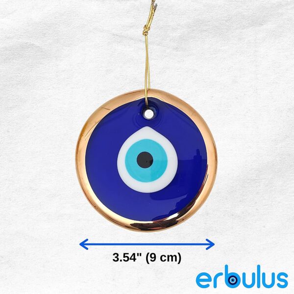 Erbulus Glass Blue Evil Eye Wall Hanging Gold - Image 2