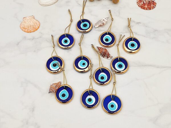 Erbulus Turkish Glass Blue and Gold Evil Eye Beads - Image 7