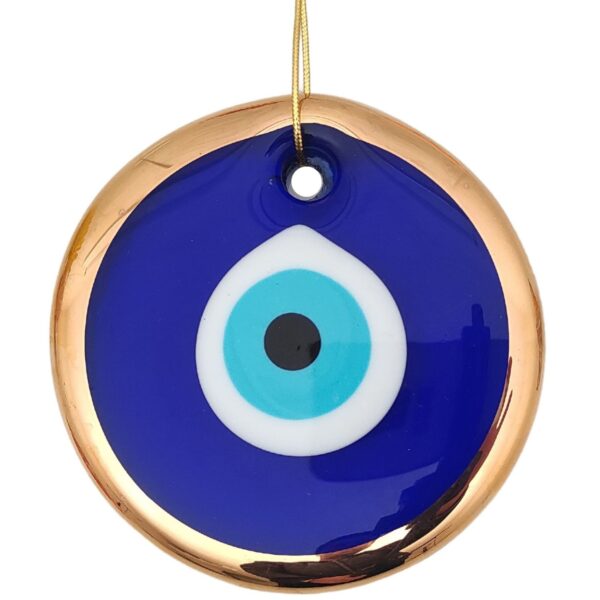 Erbulus Glass Blue Evil Eye Wall Hanging Gold