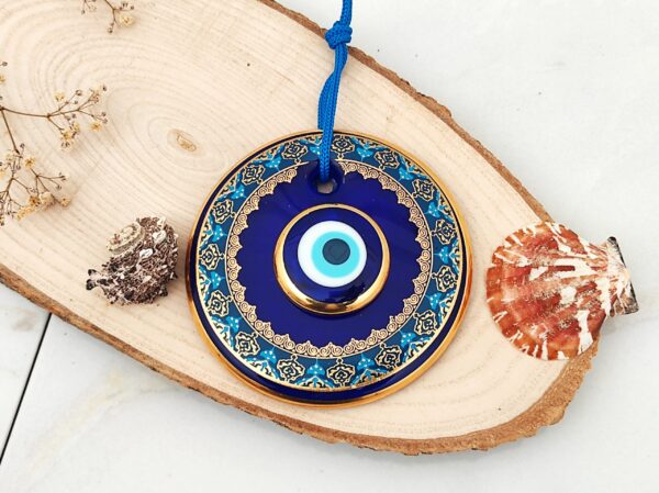 Erbulus Glass Blue Evil Eye Wall Hanging Floral - Image 2