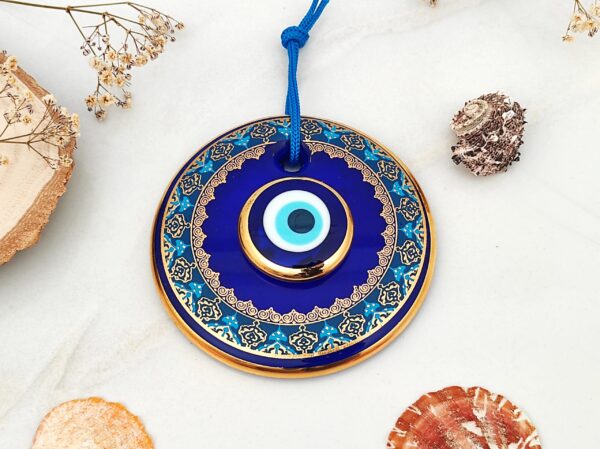 Erbulus Glass Blue Evil Eye Wall Hanging Floral - Image 5