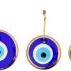 Erbulus Gold Turkish Blue Evil Eye Wall Hanging Set of 3